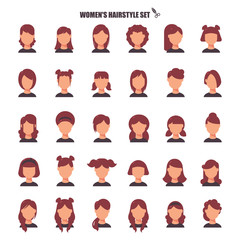 Female hairstyle cartoon,monochrom icons in set collection for design. Stylish haircut vector symbol stock web illustration