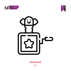 Obraz premium jack-in-the-box icon isolated on white background. Best modern. Graphic design,children-toys, mobile application, beauty icons 2019 year, user interface. Editable stroke. EPS10 format vector