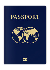 International biometric passport cover page. Blue top page of a citizen ID document.
