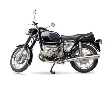 Black retro motorcycle isolated on white