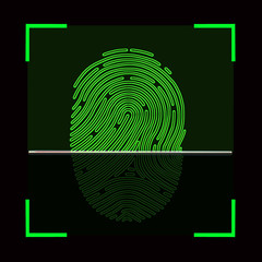 Fingerprint scanning in progress 3D rendering.