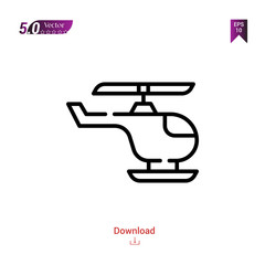 Outline helicopter icon isolated on white background. Best modern. Graphic design,children-toys, mobile application, beauty icons 2019 year, user interface. Editable stroke. EPS10 format vector