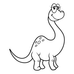 Cute Brachiosaurus standing and smiles coloring book for kids cartoon vector