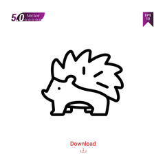 Outline hedgehog icon isolated on white background. Best modern.autumn,Graphic design, mobile application, beauty icons 2019 year, user interface. Editable stroke. EPS10 format vector