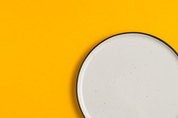 White plate on red background