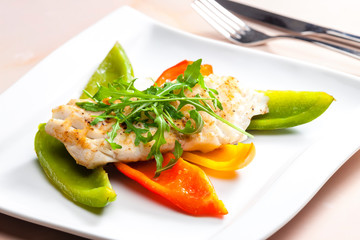 cod with grilled peppers