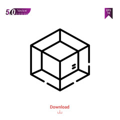 Outline 3d icon isolated on white background. Popular icons for 2019 year. creative-process. Line pictogram. Graphic design, mobile application, logo, user interface. EPS 10 format vector