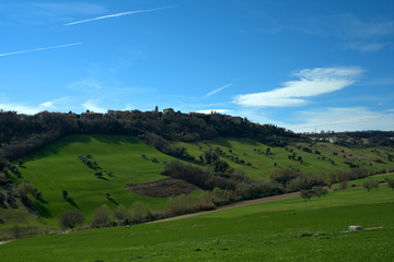 landscape with green hills and blue sky,countryside,rural,field,panorama,view,horizon,outdoor