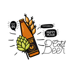 cold beer label isolated icon