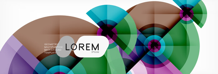 Fototapeta premium Minimal geometric circles and triangles abstract background, techno modern design, poster template