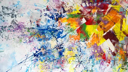 Foto op Canvas Multicolored abstraction of splashes of acrylic paints. On a white background. © Alisa