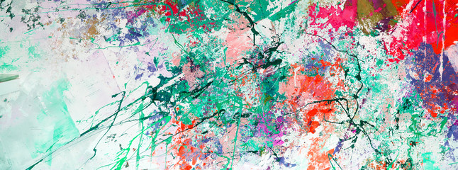 Multicolored abstraction of splashes of acrylic paints. On a white background.