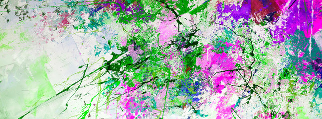 Plakat Multicolored abstraction of splashes of acrylic paints. On a white background.