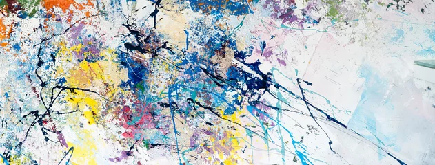 Foto op Canvas Multicolored abstraction of splashes of acrylic paints. On a white background © Alisa