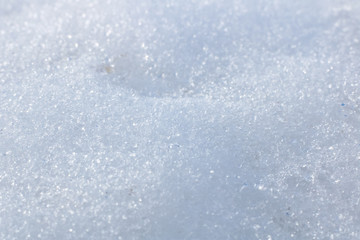 Snow background with detailed snowflakes, macro photo of snow