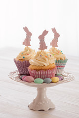 Cupcakes with Easter bunny decorations