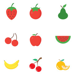 Set of fruit icons. Vector illustration - Vector
