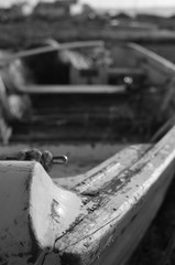 old black and white boat