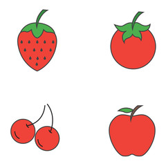 Set of fruit icons. Vector illustration - Vector