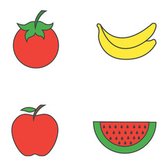 Set of fruit icons. Vector illustration - Vector