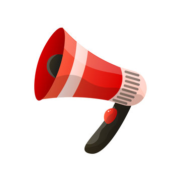 Red megaphone flat icon isolated on white background