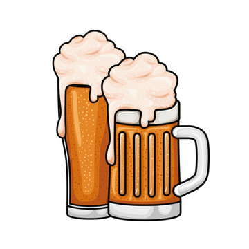 beer with foam isolated icon