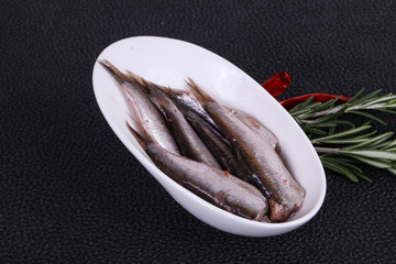 Anchovy fish snack in the bowl