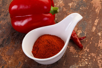 Paprika powder in the bowl