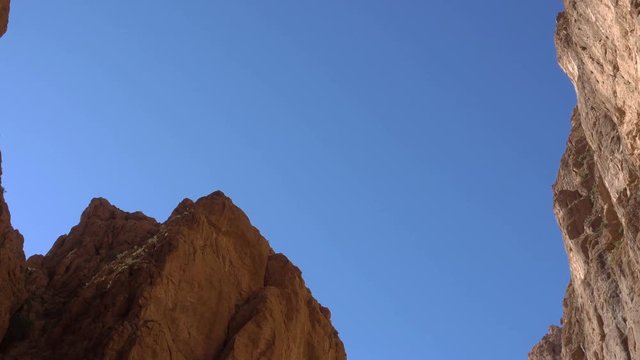 Vertical Panorama slide down by Todgha Gorge, a canyon in the High Atlas Mountains in Morocco, near the town of Tinerhir.
