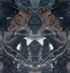abstract symmetrical vertical photograph of the deserts of Africa from the air, aerial view,...