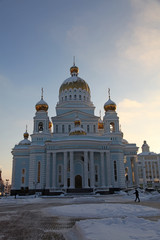 View at The Cathedral of St. Theodore Ushakov in Saransk, Russian during winter