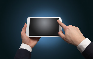 Hand using tablet with no concept and empty space
