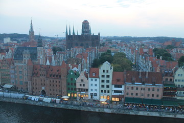 Gdansk Poland top view at sunset