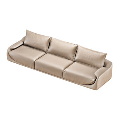 Leather soft sofa on a white background 3d