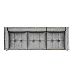 Leather soft black sofa with folds on a white background 3d