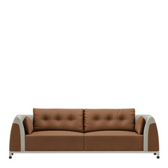 Sofa with pillows fabric on white background 3d