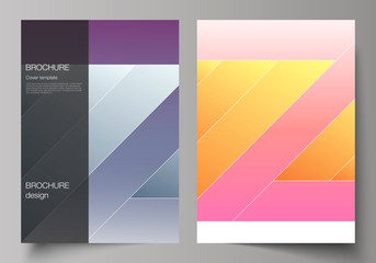 Obraz premium The vector illustration of editable layout of A4 format modern cover mockups design templates for brochure, magazine, flyer, booklet, annual report. Creative modern cover concept, colorful background.
