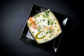 tom kha kai shrimp in coconut milk soup - thai cuisine