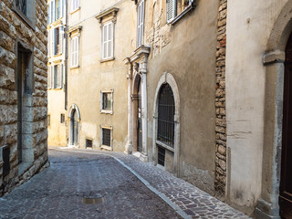 Fototapeta na wymiar medieval street Via Gaetano Donizetti in Bergamo