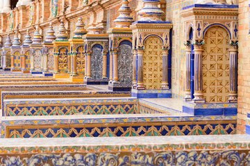 Obraz premium decorative benches in the Spanish Square in Seville