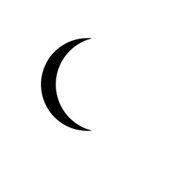 Vector. Logo, symbol of the moon. Icon Illustration of black phase moon on a white background. Graphic image. Stylization