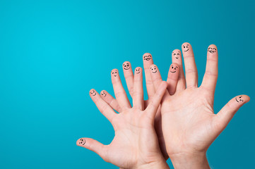 Cute smiley fingers loving and hugging each other