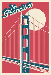 Deurstickers Roze San Francisco ansichtkaart