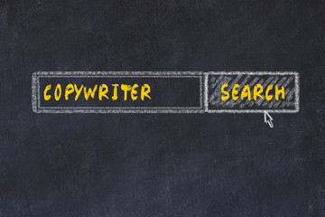 Chalk board sketch of search engine. Concept of searching for copywriter
