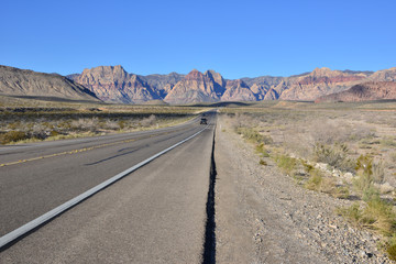 A road going through the Mojave desert, USA