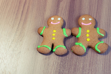 Two sweet little cookies on the table. Can be used as an illustration.