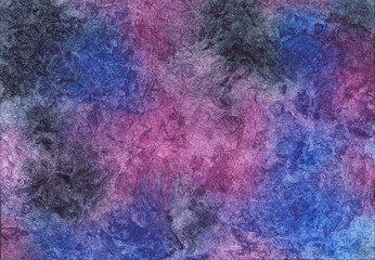 Hand-drawn watercolor illustration dark blue, purple texture background.