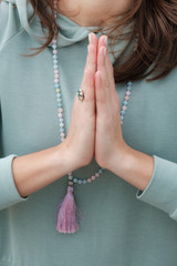 a female practicing yoga and meditation