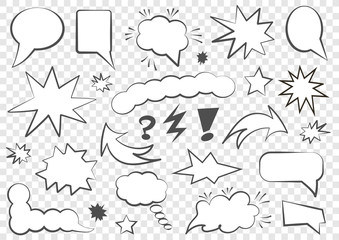 Set of speech bubbles. Set of blank template in Pop Art style. Vector illustration.