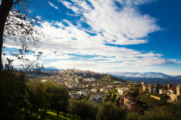 Chieti, one of the oldest cities in Abruzzo, with the snow-covered Maiella behind